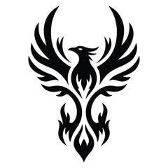 Fototapeta premium Majestic Phoenix Rising Silhouette - Minimalist Black and White Vector.