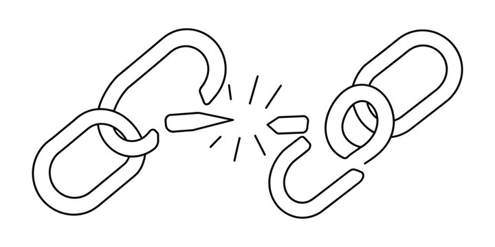 Broken link icon vector flat and line design, disconnected chain symbol
