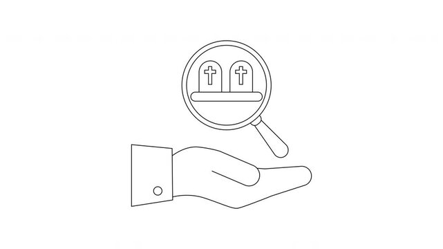 Hand Holding Cemetery Icon - Symbol of Remembrance and Respect.