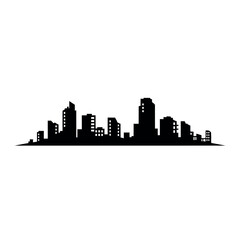 Obraz premium Black city skyline silhouette urban landscape.