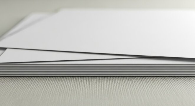 A subtle layered stack of blank white paper with a soft woven texture underneath
