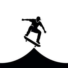 Fototapeta premium Young man skateboarding on a ramp.