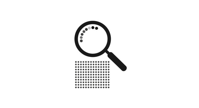Magnifying glass examining a document.