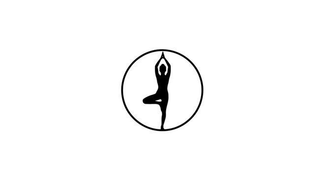 yoga pose silhouette in circle.