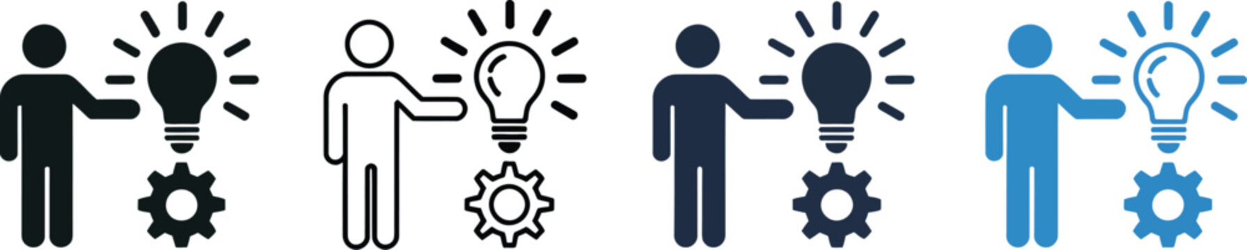 Proactive Icon Set Vector Illustration, Multi Style Collection with Anticipation, Preparation, Strategy, and Action Symbols for Business Planning and Decision Making