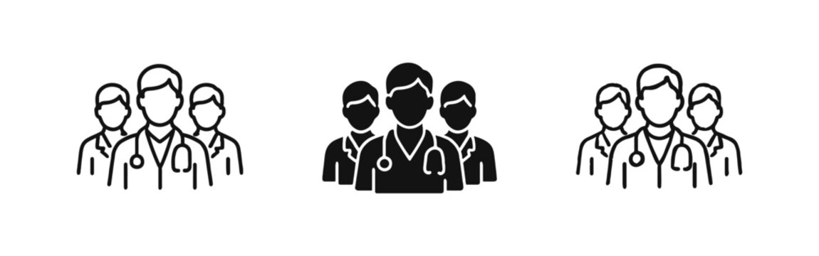 Medical Team of Doctors Icons for Healthcare and Professional Staff Representation