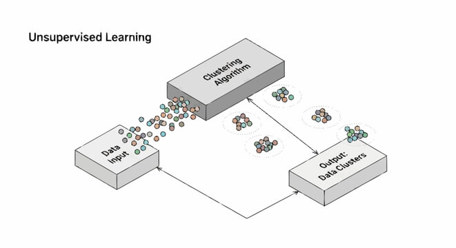 A conceptual illustration of unsupervised learning.