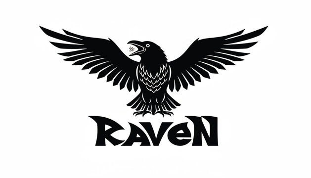 Raven eagle wings logo with black silhouette and claws, featuring detailed feathers and stylized RAIDEN text