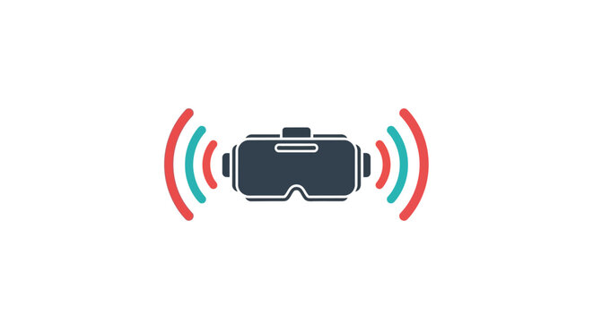 Virtual reality headset with signal waves.