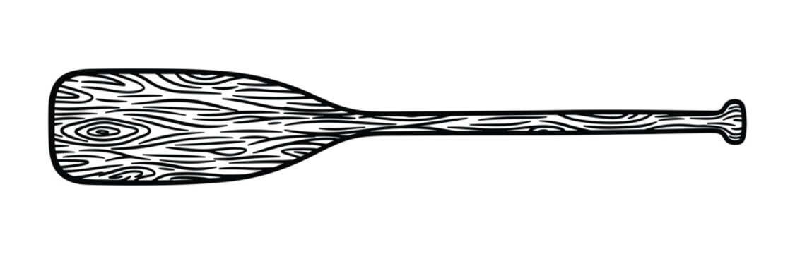 Wooden boat oar vector illustration with realistic texture for nautical designs.