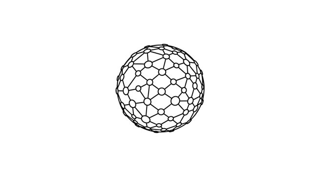 Buckminsterfullerene molecule structure illustration.