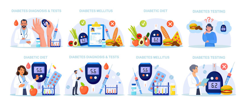 World Diabetes Awareness Day. Doctors testing blood for glucose, using glucometer for hypoglycemia or hyperglycemia diagnosis. Type 2 diabetes and insulin production. Physician measuring sugar level