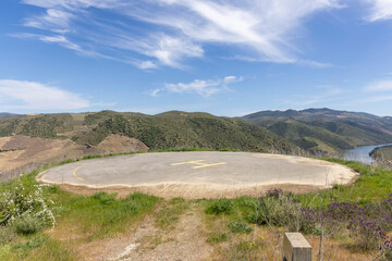 Obraz premium Helipad overlooking douro river valley landscape