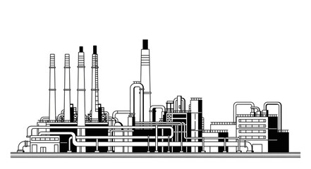 Obraz premium Industrial factory complex with many pipes and towers.