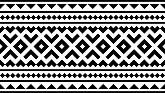 Seamless black traditional tribal geometric pattern
