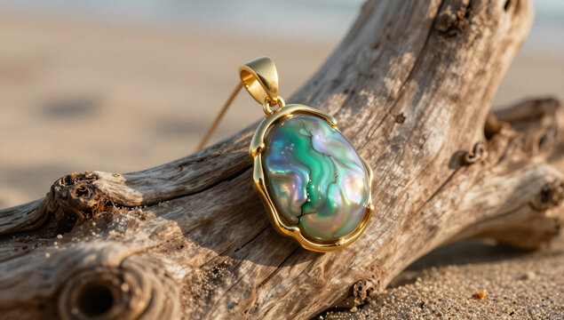 Organic Coastal Luxury Keshi Pearl and Malachite Pendant