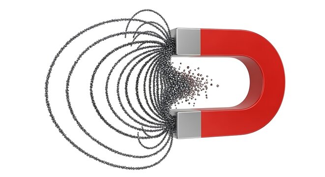 Magnetic field attracting metal particles strongly.