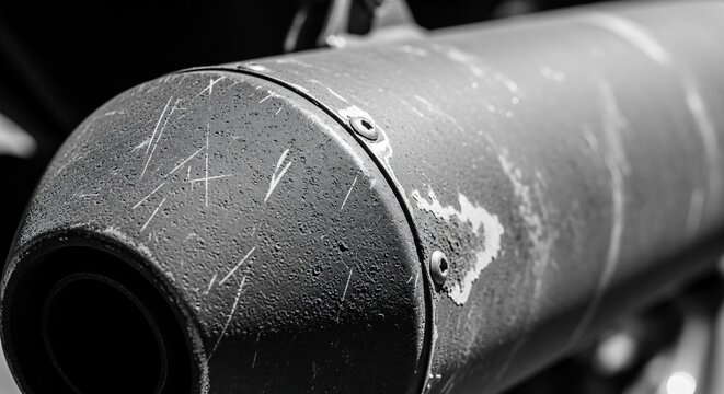 Motorcycle exhaust pipe close up