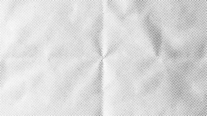 Halftone dot pattern on textured paper background. Distressed vintage print effect with gradient monochrome circles. Abstract graphic overlay for creative art and retro style design. © Shells