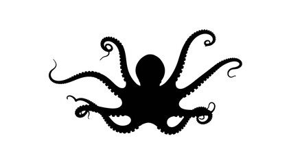A black octopus silhouette icon on a white background © amma