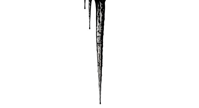 A minimalist vector graphic illustration of a sharp icicle dripping with frost