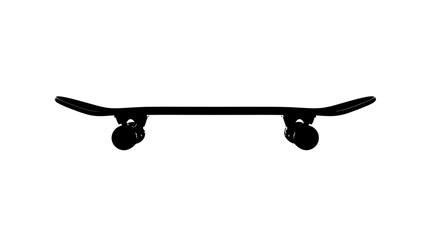 A minimalist vector graphic of a skateboard with a flat design and silhouette style © amma