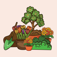 illustration of flower plants, ornamental plants, flower gardening, plants for gardening, home decoration © viaangraini