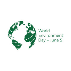 Fototapeta premium World Environment Day June 5 Green Globe Outline Minimal Logo Vector. Earth Globe Minimal Awareness Design. 