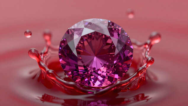 Signature Red Rhodolite Garnet with Liquid Motion Background