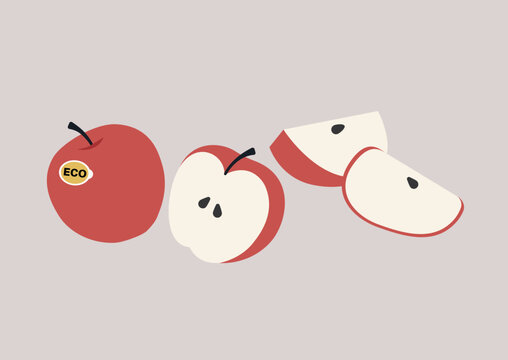 A delightful display of apples, each cut to reveal their juicy insides, they bring a fresh and inviting feel to the scene, perfect for any occasion.