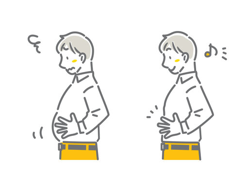 A simple and stylish line drawing illustration for men concerned about their waistline.