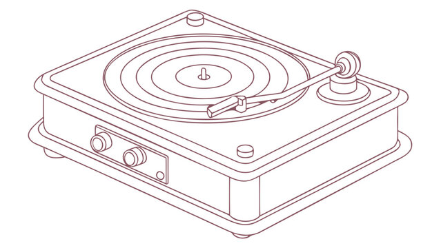 Vintage record player illustration with clean lines and classic design