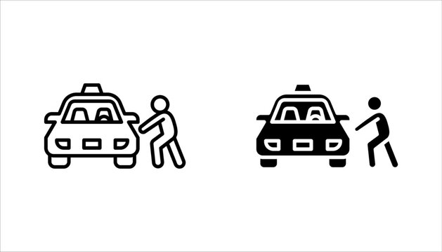 Taxi icon set, Car silhouette line icon. Cab symbol. vector illustration on white background
