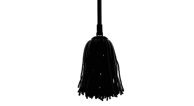 A minimalist vector graphic illustration of a black tassel on a white background