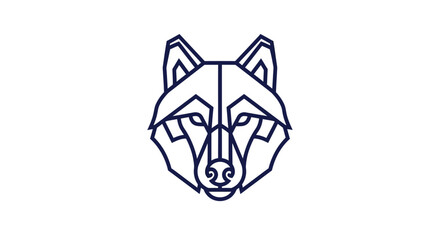 Geometric minimalist wolf head logo design on white background © Asri