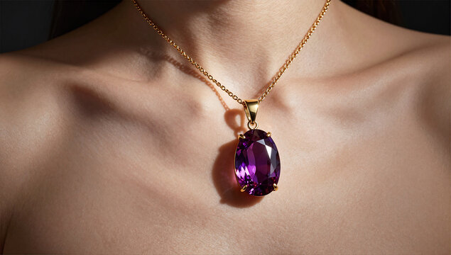 High Fashion Editorial Alexandrite Pendant Lifestyle with Split Color Lighting