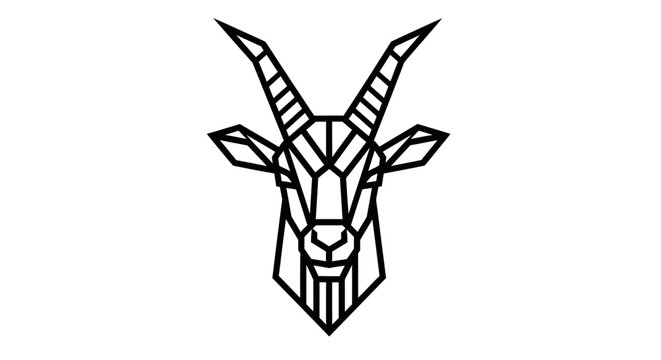 Geometric minimalist goat head illustration on white background