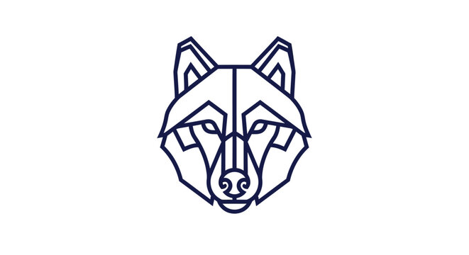 Geometric minimalist wolf head logo design on white background