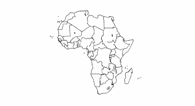 Outline map of the continent of Africa, showing country borders