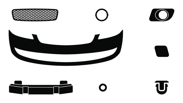 Car bumper parts grille fog lights emblem tow hook cover sensor mounting clip