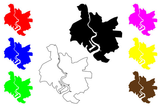 Newport city (United Kingdom of Great Britain and Northern Ireland, UK, Wales) map vector illustration, scribble sketch Casnewydd map