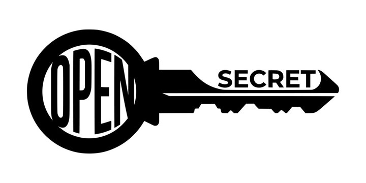 A black key with open and secret written on it