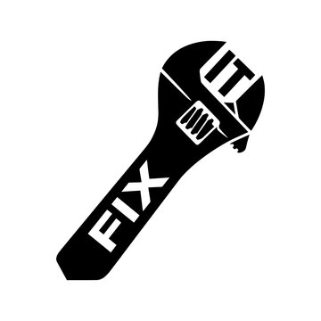A black and white wrench with fix and it written on it
