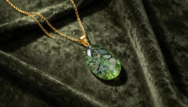 Ethereal Moldavite Gold Layered Necklace Editorial Flat Lay