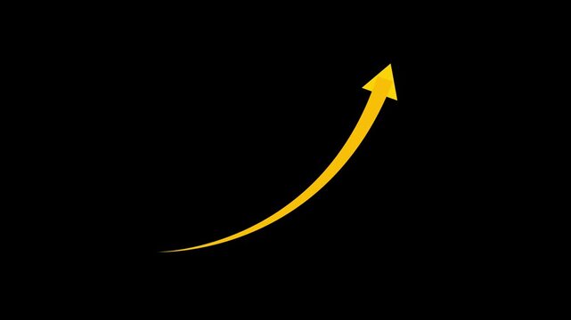 Dynamic Rising Arrow Representing Growth and Financial Success. Ascending Graph Line on a Dark Background, Representing Growth, Chart in the form of a luminous arrow.4k animation.