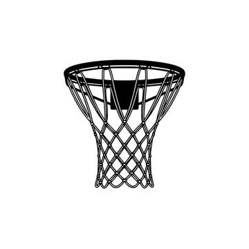 A classic basketball hoop with net hanging ready for a game