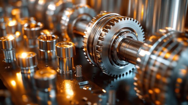 Detailed close-up view of intricate gears and mechanical components