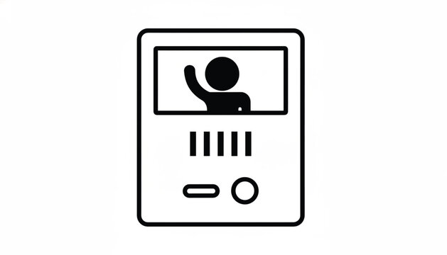 Monitor computer icon with fullscreen screen, health bar, and user interface controls for UI design and tech branding