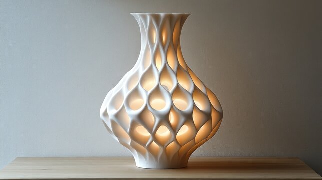Elegant, organic vase with intricate, light-catching design