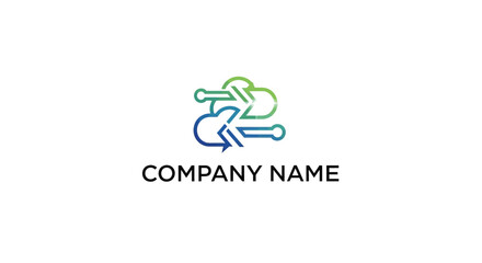 Fototapeta premium Company logo with arrows and text.